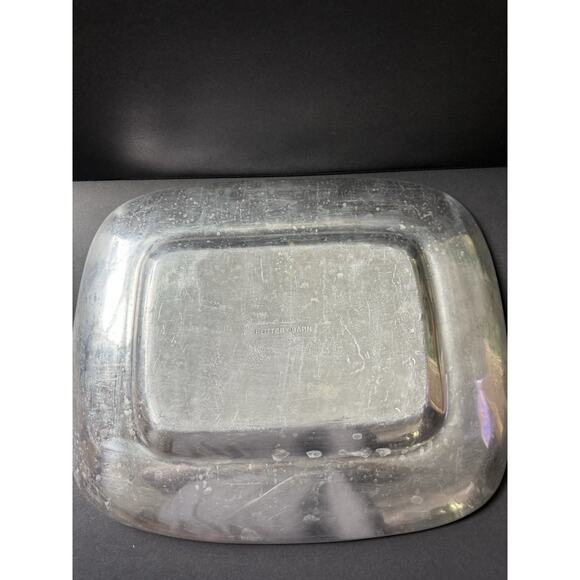 Pottery Barn Rectangular Serving Tray Platter Silver Tone Large Tableware - Picture 5 of 6